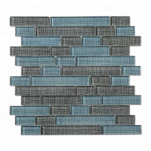 Blue and Grey Kitchen Backsplash Tile Glass Mosaic Decorative Strip Tile Bathroom